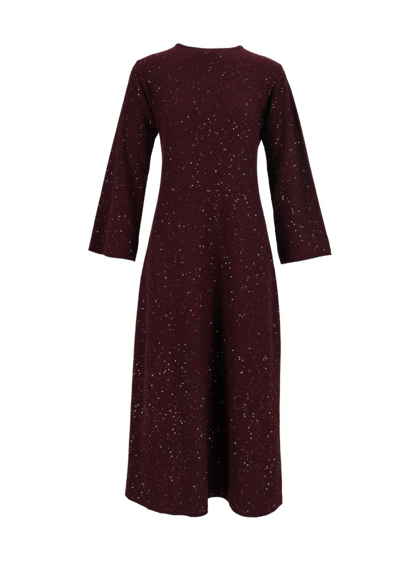 Antonelli Firenze Burgundy Knee-Length Knit Day Dress