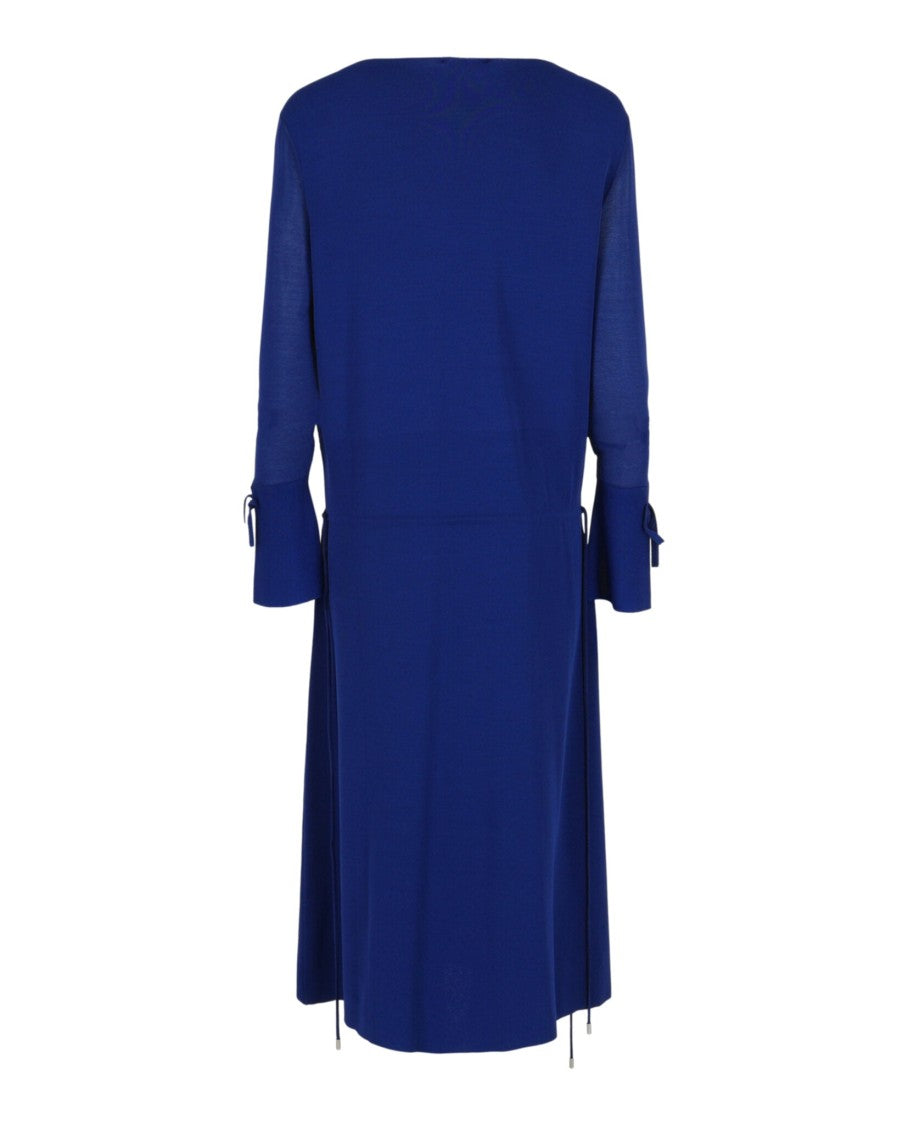 Ferragamo Loose Fit Blue Midi Dress With Adjustable Waist