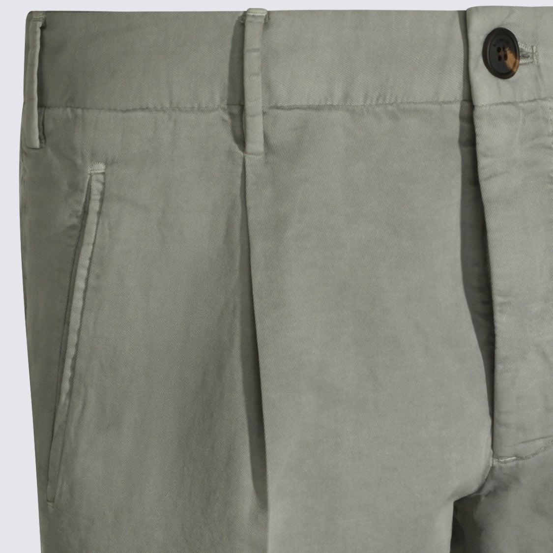 Incotex Tailored High-Waist Trousers With Pleated Front And Muted Green Finish