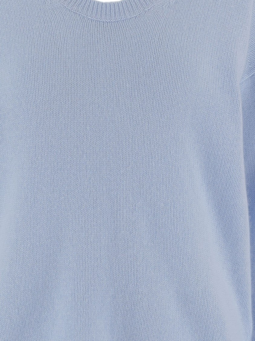 Allude V-Neck Cashmere Sweater With Ribbed Edges