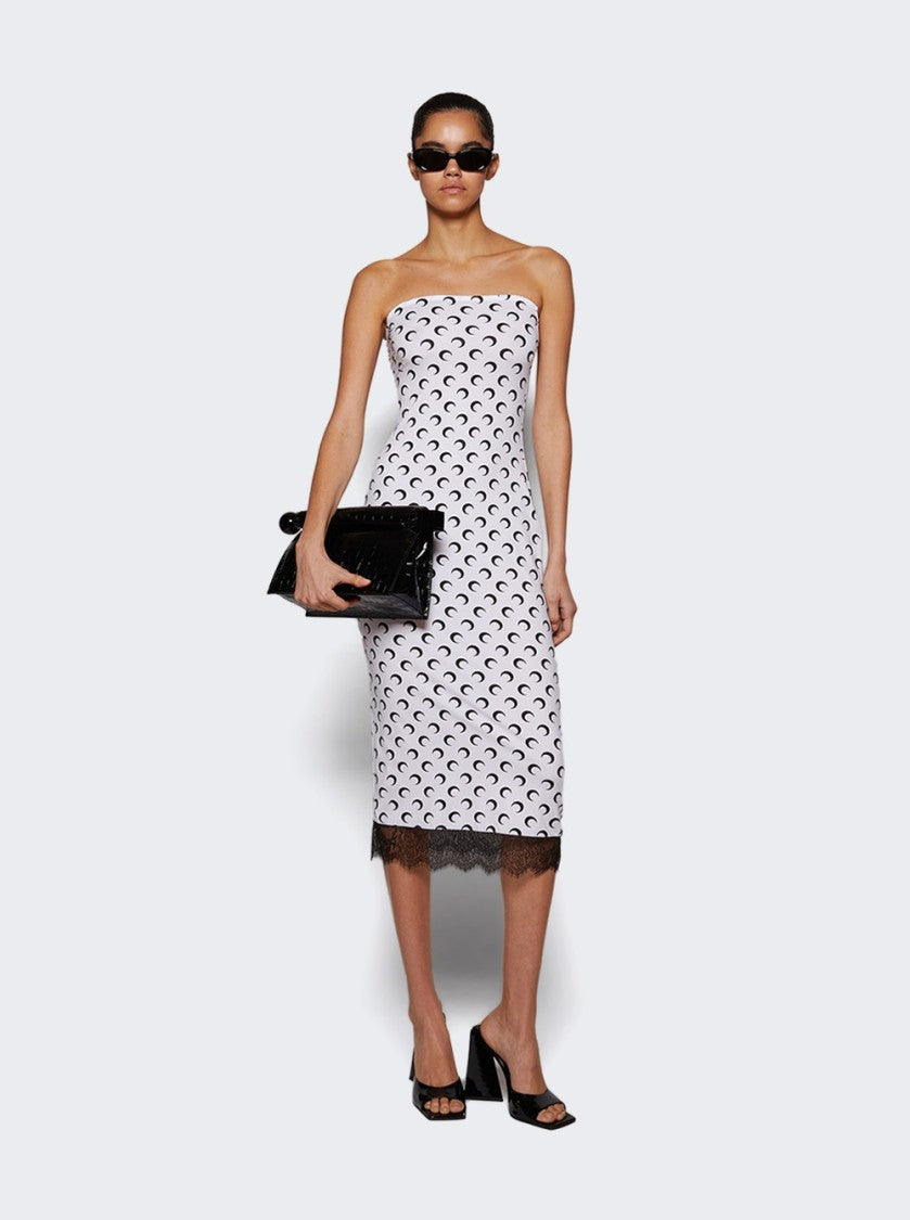 Marine Serre Recycled Moon Jersey Bustier Dress Black On White