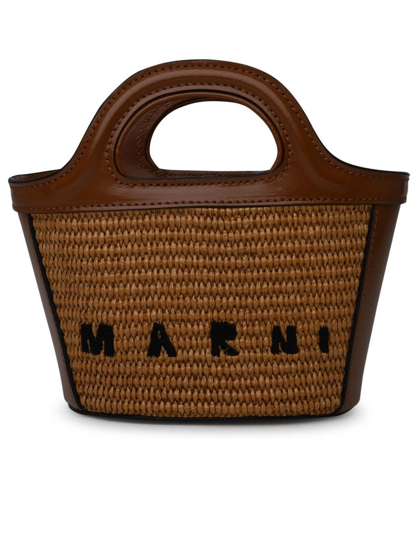 Marni Brown Leather Blend Micro Tropicalia Bag