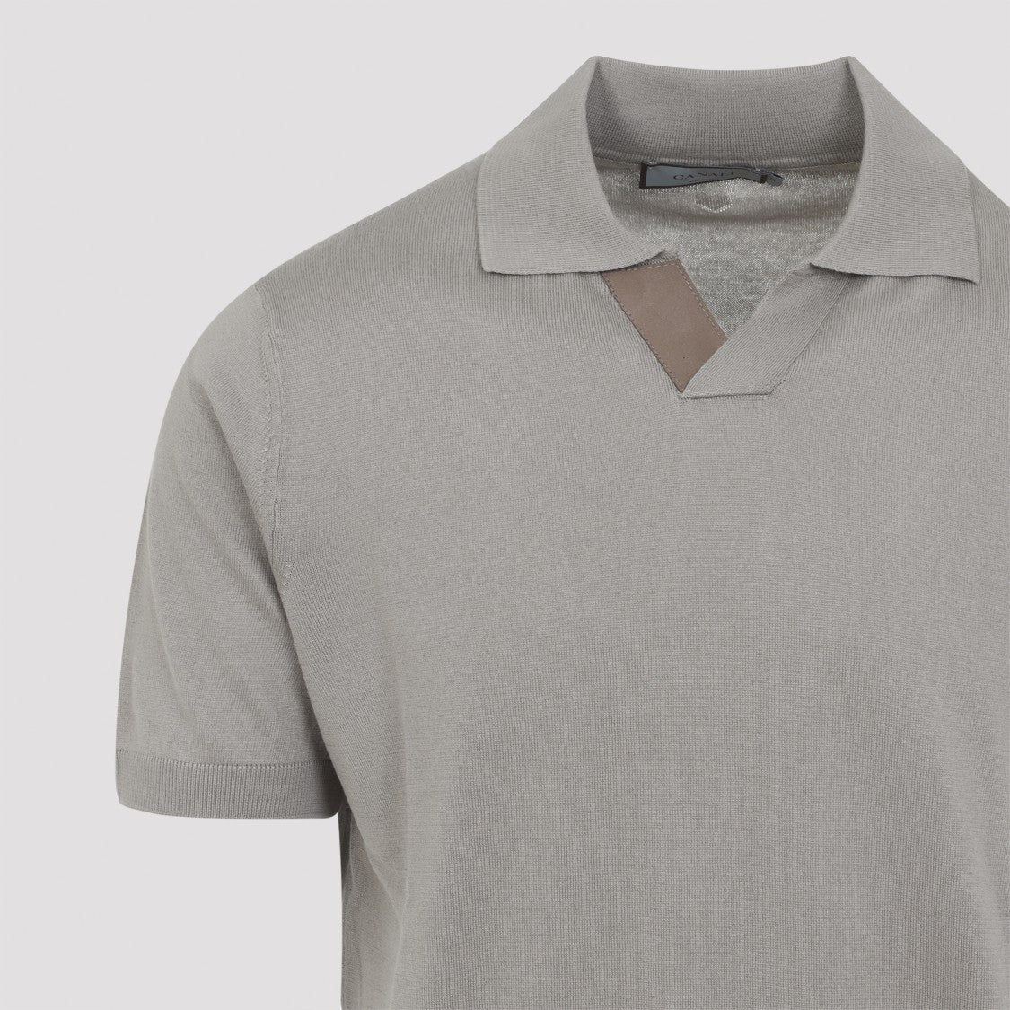 Canali Short-Sleeve Polo Shirt With V-Notch Detail And Ribbed Finish