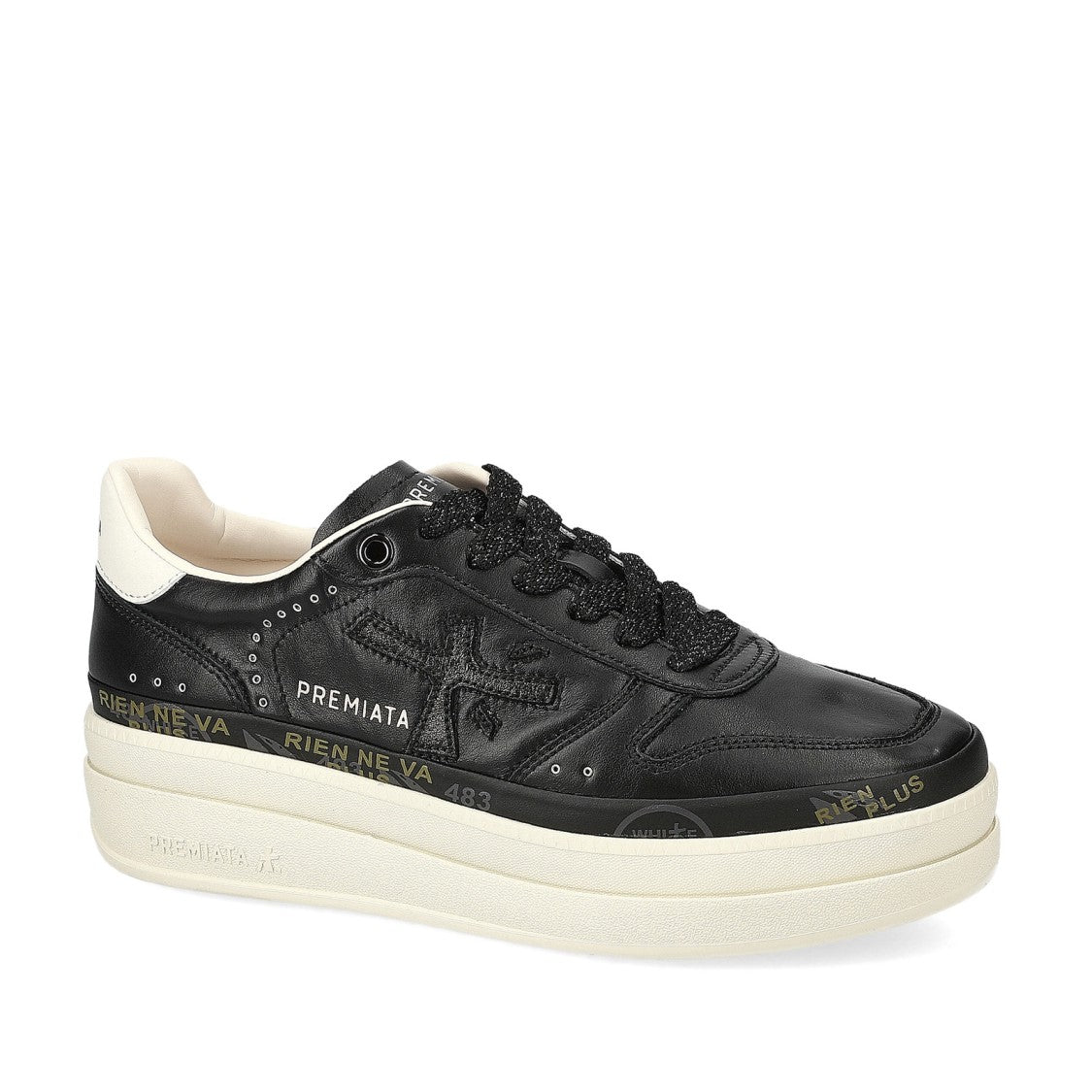 Premiata Sneakers Micol In Black Leather Topponcino White