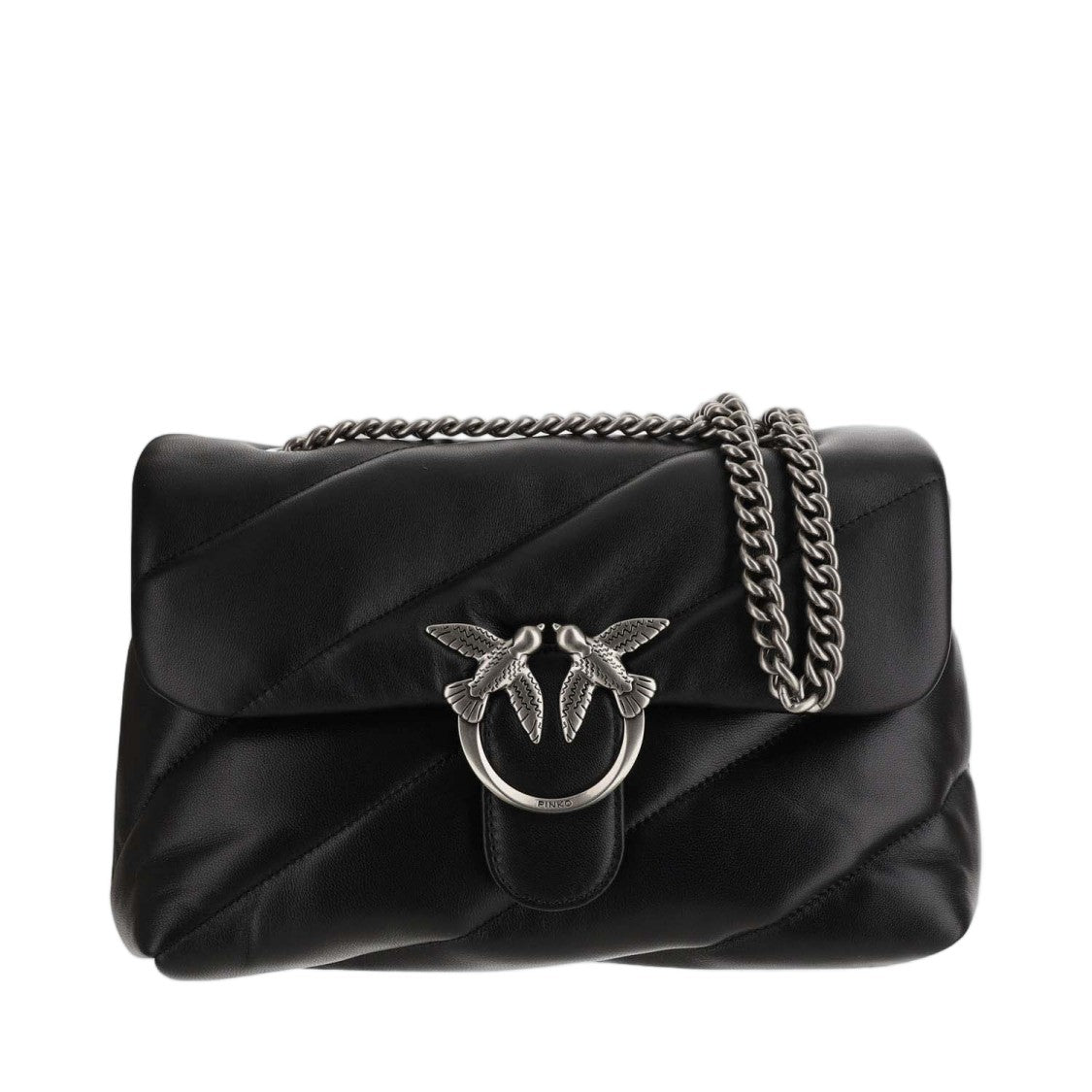 Pinko Quilted Nappa Leather Shoulder Bag With Love Birds Buckle