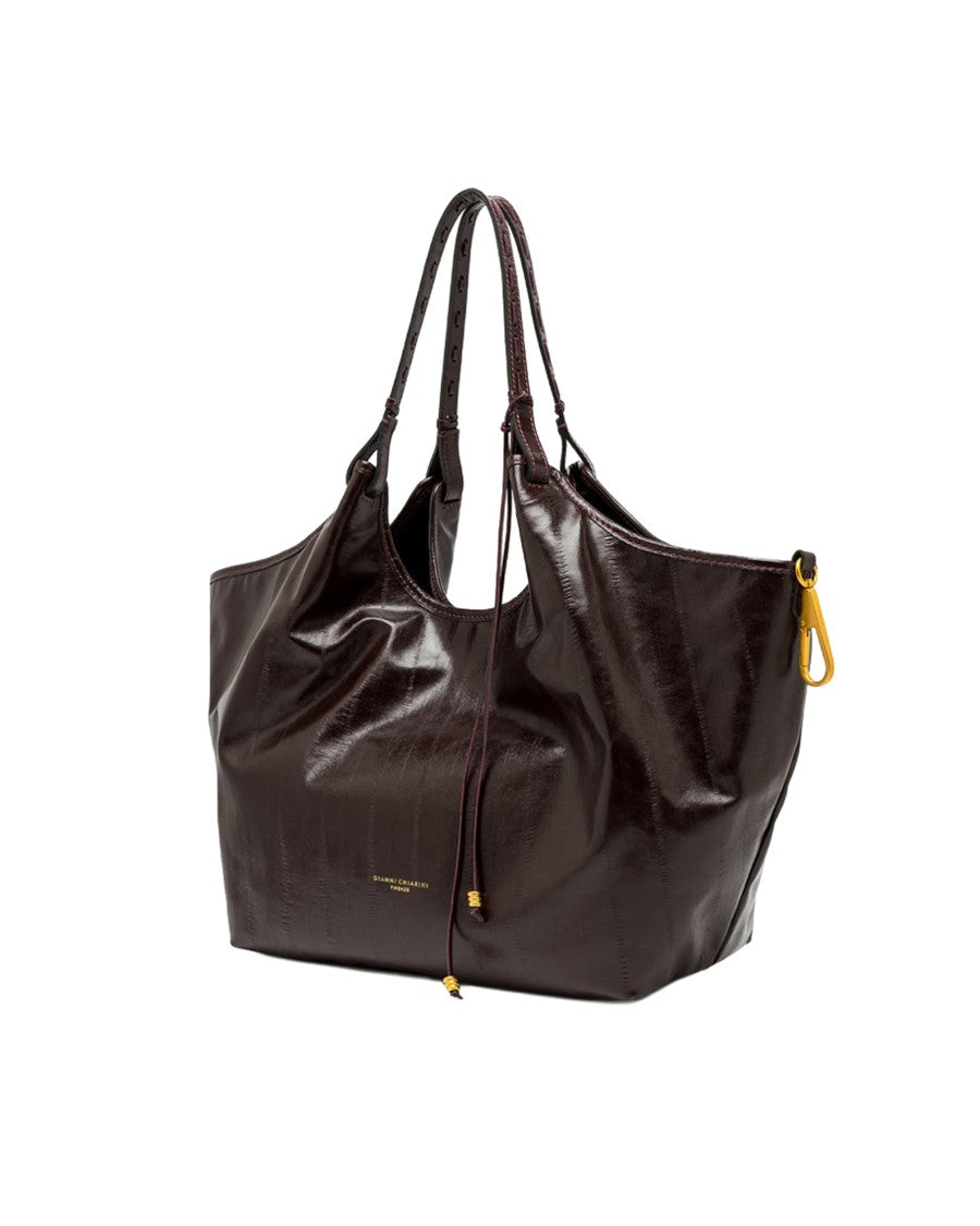 Gianni Chiarini Antique Ruby Dua Eel Print Leather Tote Bag