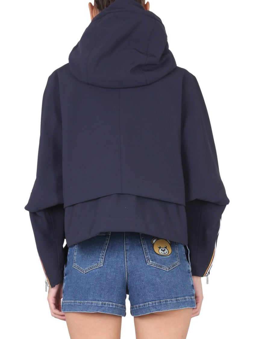 K-Way Boxy Cropped Windbreaker With Stripe Accents
