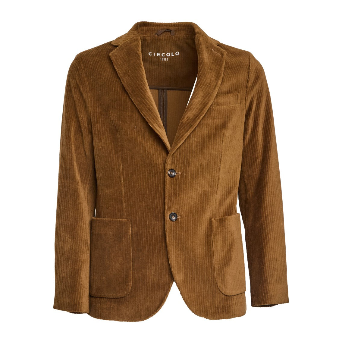 Circolo 1901 Textured Brown Corduroy Single-Breasted Blazer