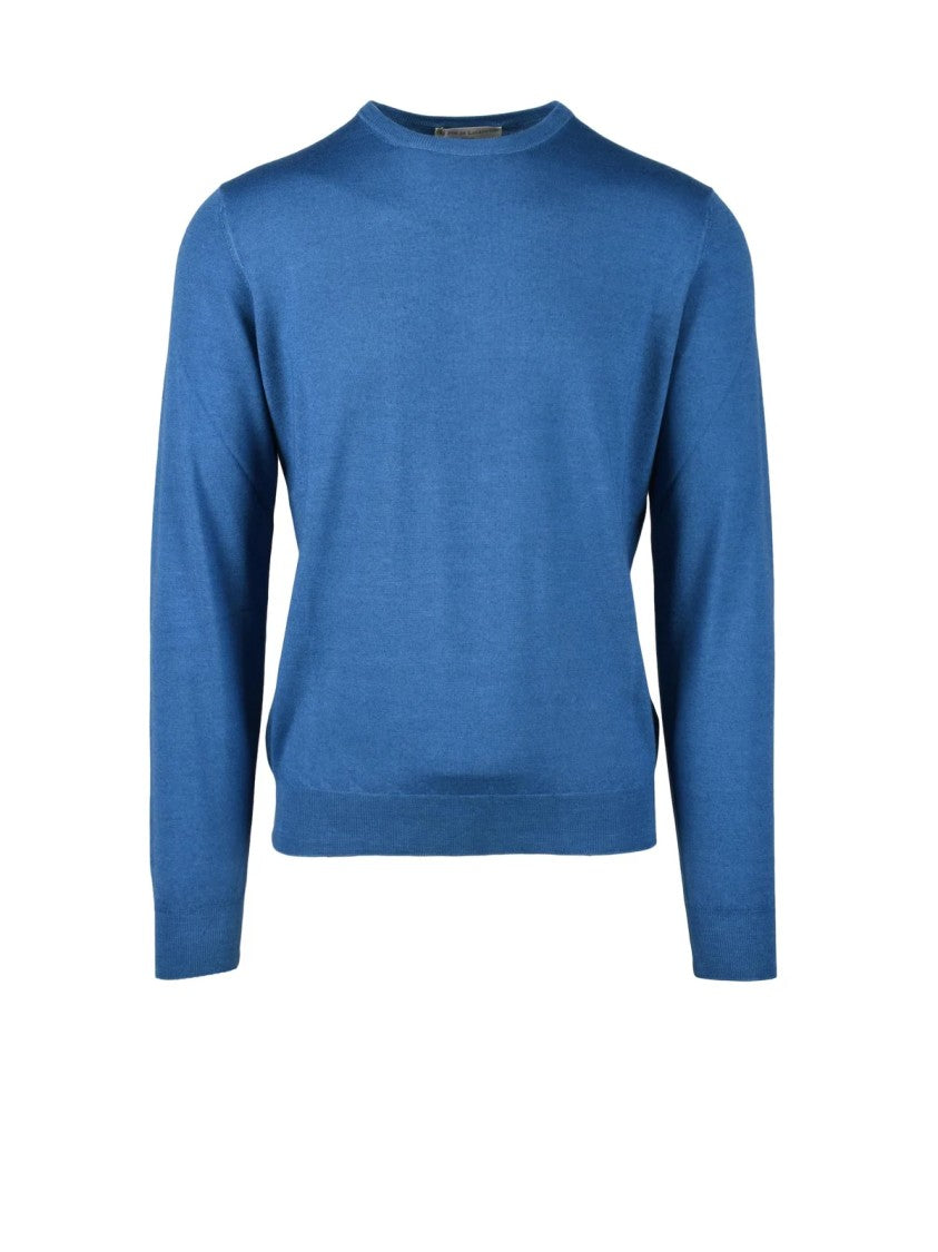 Filippo De Laurentiis Royal Blue Crew Neck Merino Wool Sweater