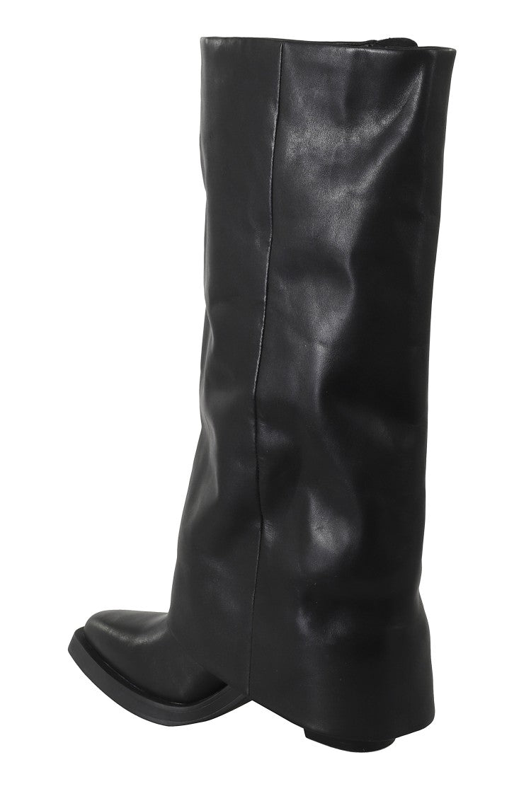 Ash Mid-Calf Leather Boots With Pointed Toe