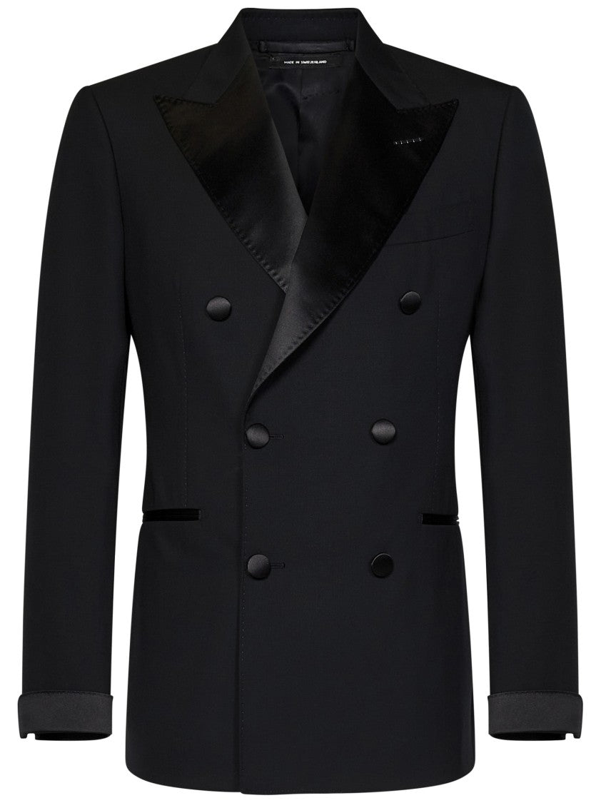 Tom Ford Black Double-Breasted Tuxedo Blazer