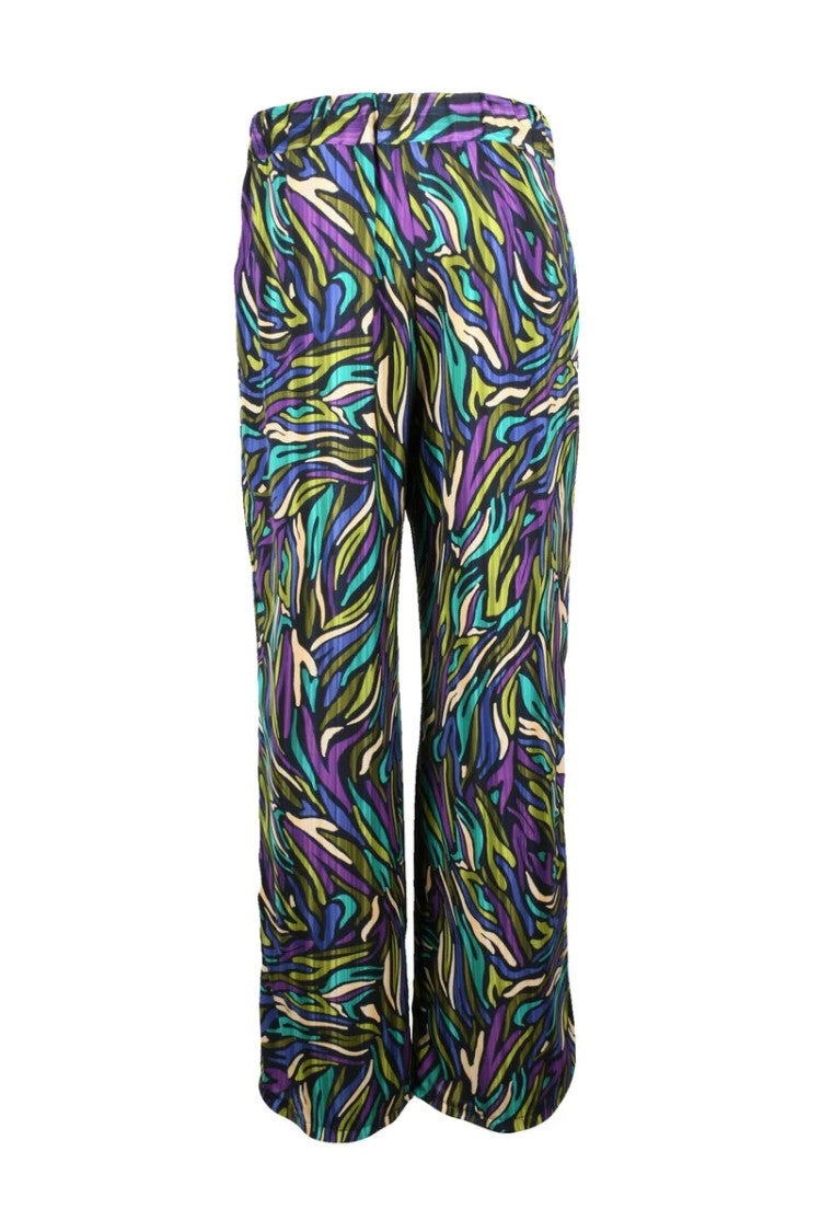 Think Abstract Pattern Trousers With Drawstring Waist And Cropped Cut