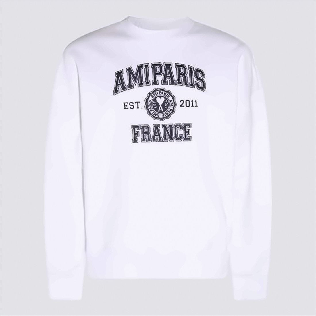 Ami Paris Long-Sleeve Sweatshirt With Collegiate-Style Emblem