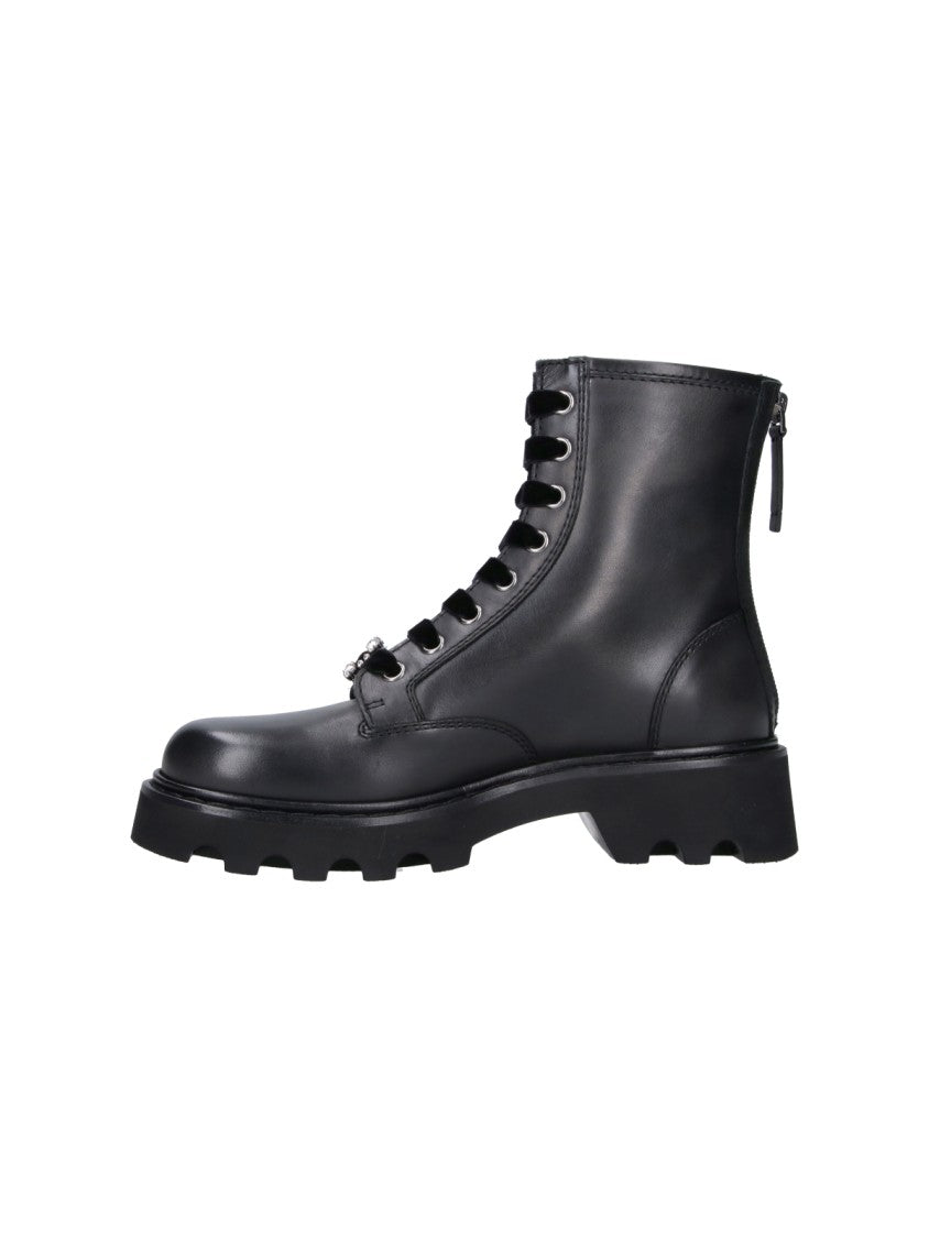 Roger Vivier Black Viv Rangers Lace-Up Leather Boots