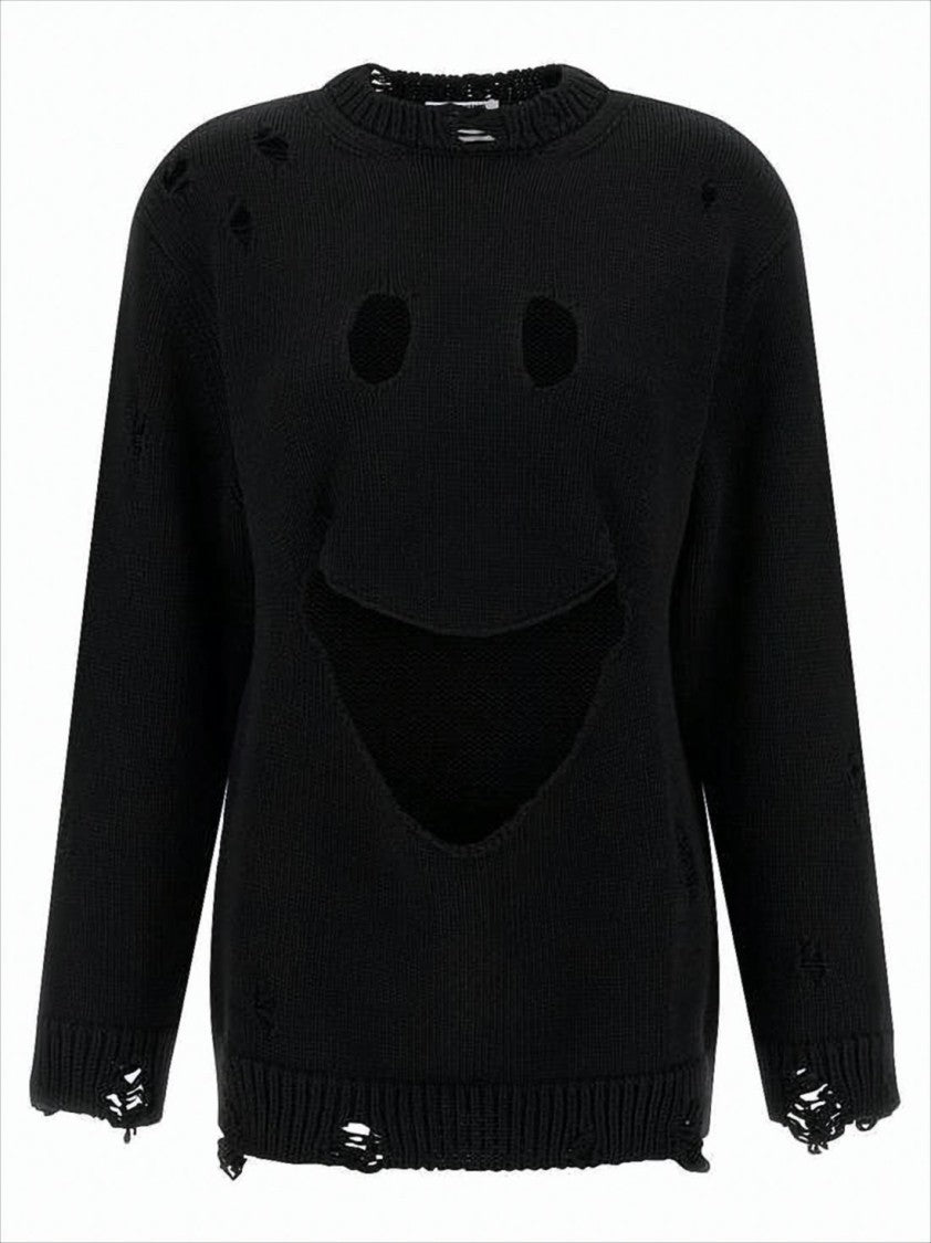 Moschino Distressed Black Mohair Sweater