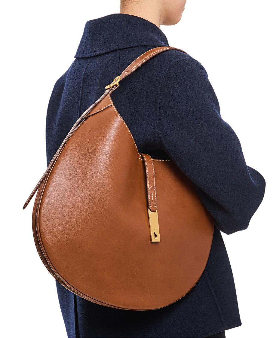 Polo Ralph Lauren Brown Leather Large Hobo Bag