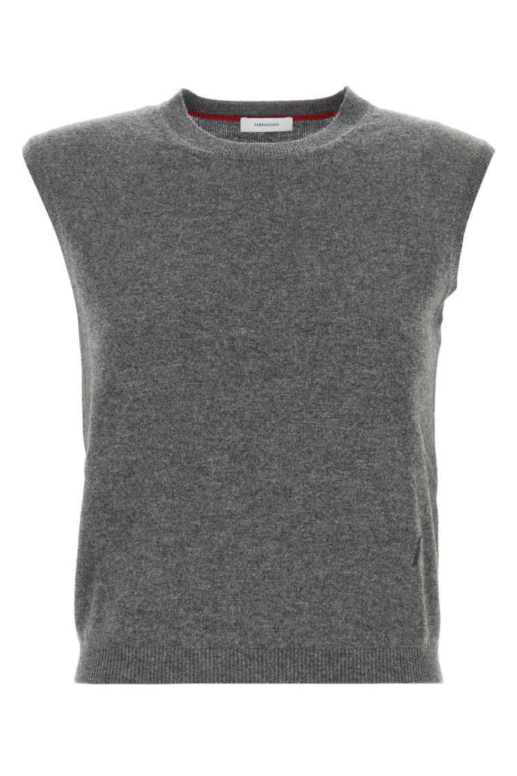 Salvatore Ferragamo Grey Stretch Cashmere Blend Vest