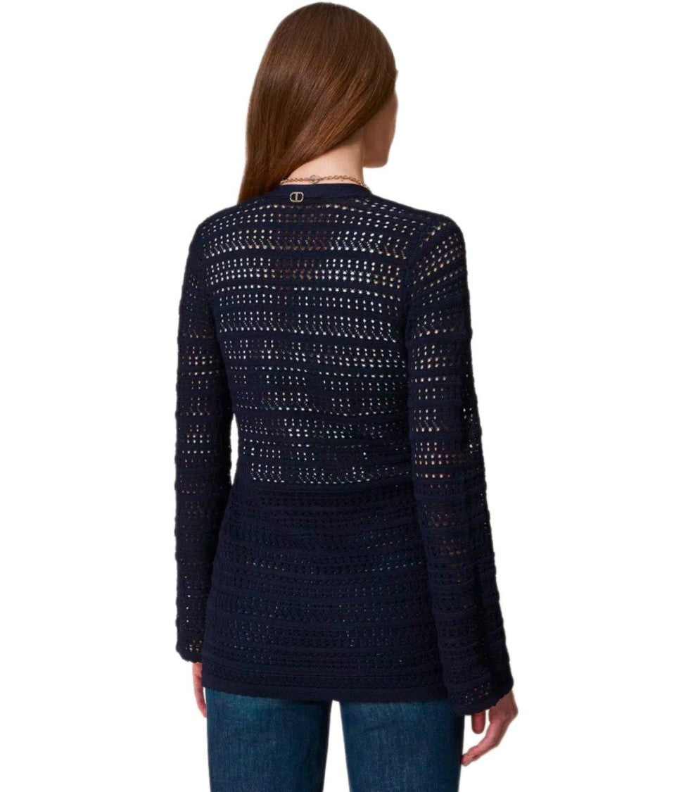 Twin-Set Blue Perforated Cardigan
