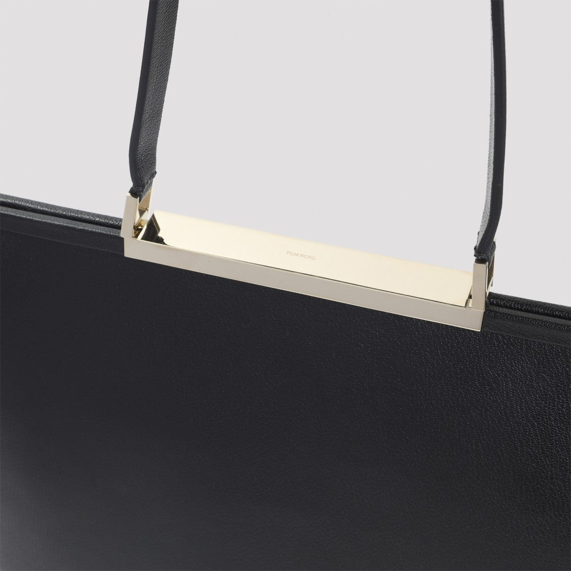 Tom Ford Rectangular Smooth Goat Leather Handbag With Polished Metallic Accent