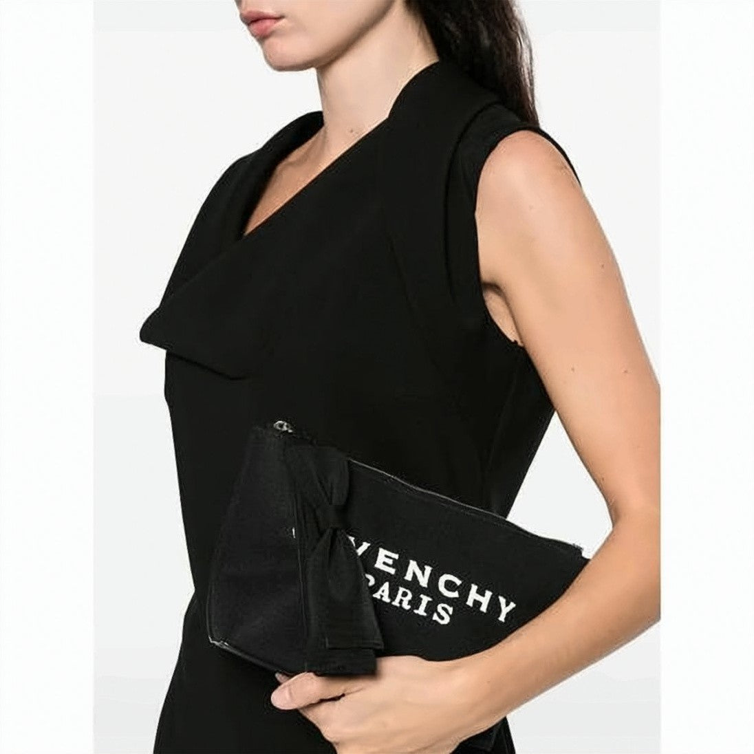 Givenchy Canvas Pouch With Embroidered Logo And Bow Detail