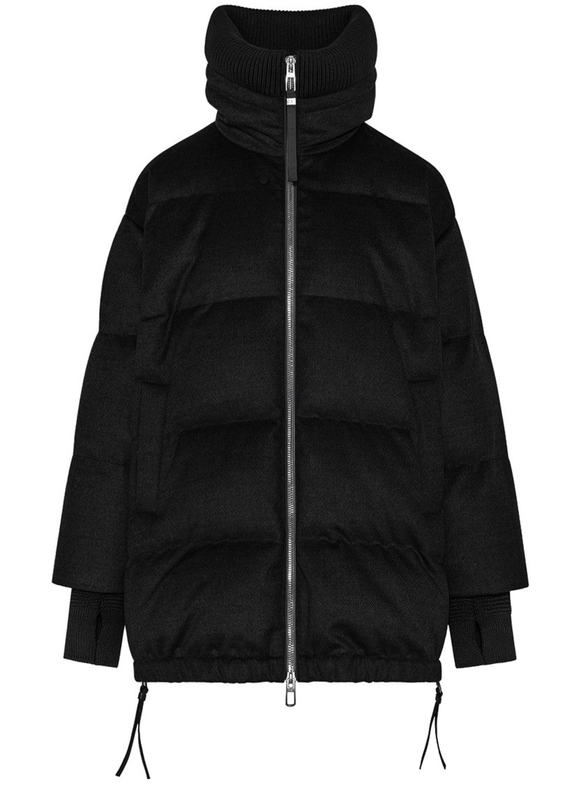 Duno Black Puffer Long Drawstring Jacket