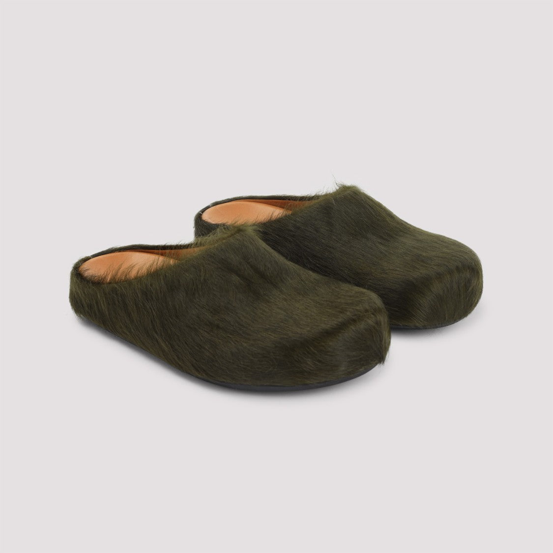 Marni Deep Sage Calf Hair Fussbett Sabot Mules