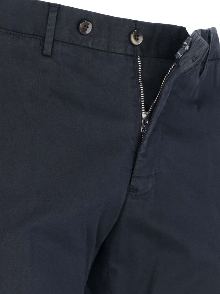 Pt Torino Navy Blue Superslim Chinos With Straight Leg Design
