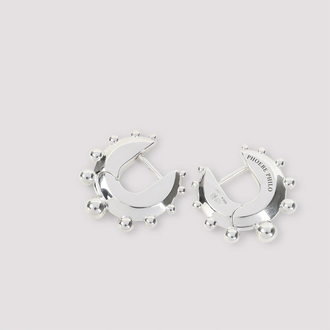 Phoebe Philo Polished Sterling Silver Hoop Earrings With Textured Accents