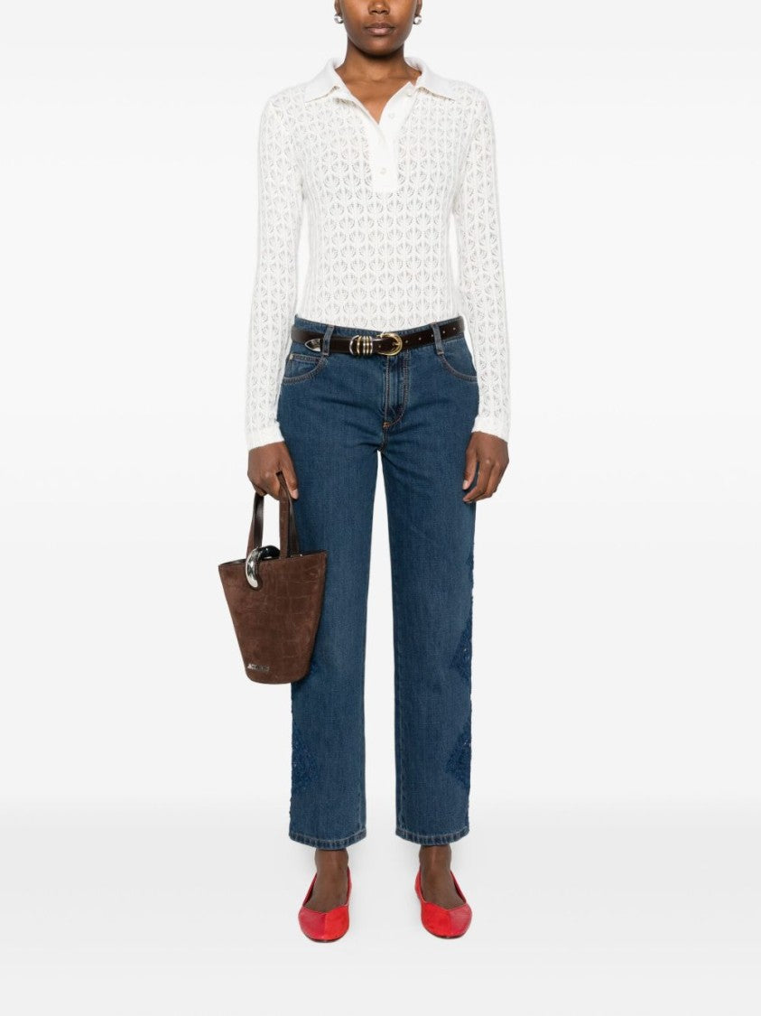 Pinko Lace Bodysuit With Polo Collar