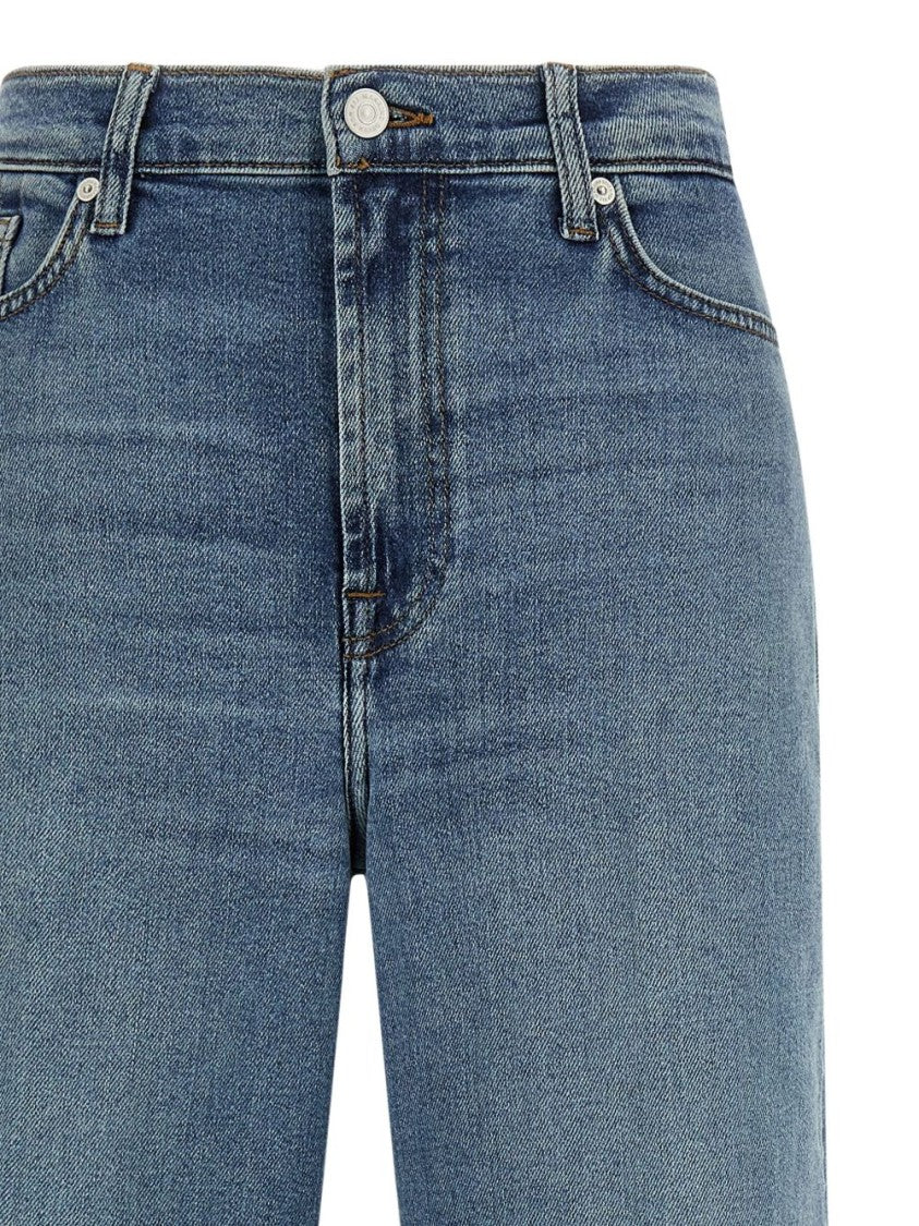 Seven Medium Waist Straight-Leg Denim Jeans With Front Zip Closure