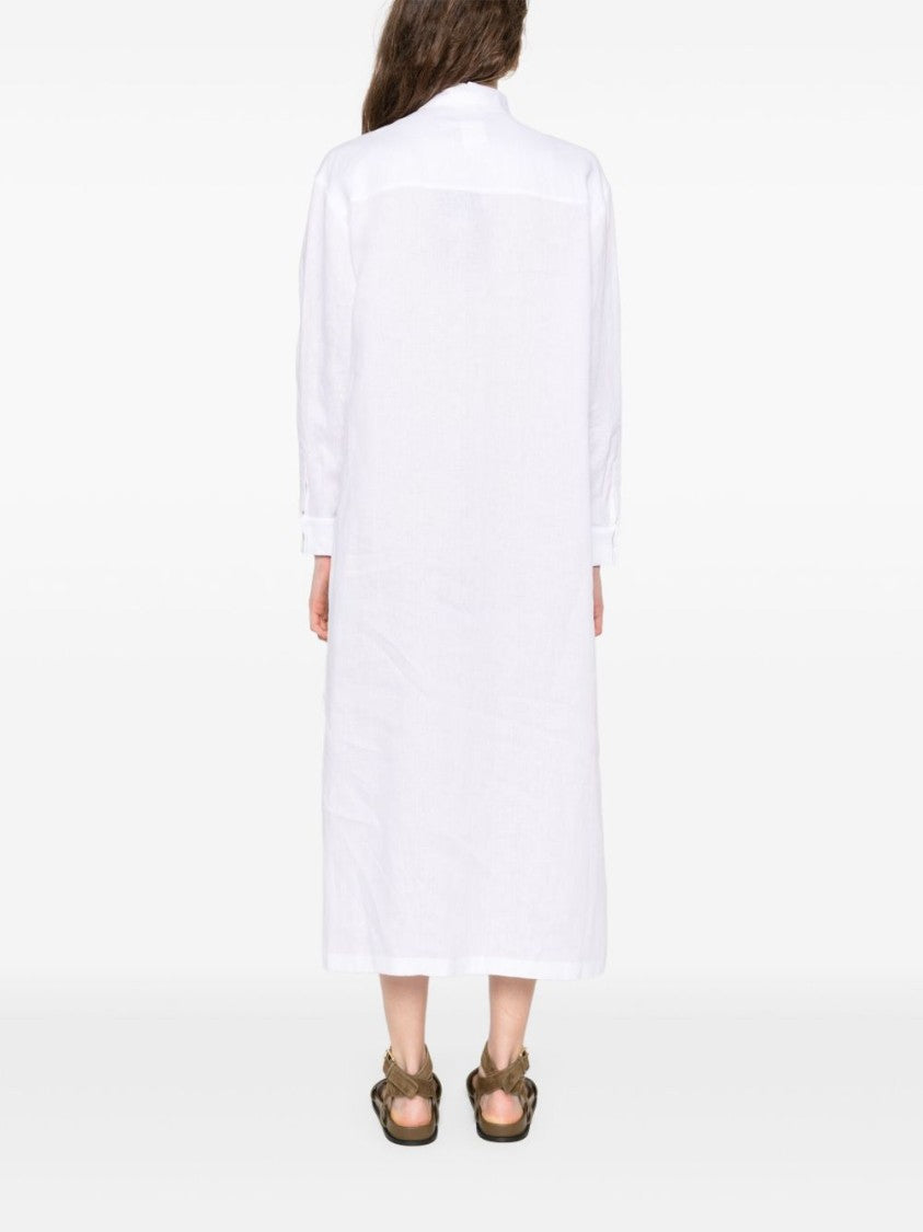 Max Mara Linen Midi Shirt Dress With Embroidery