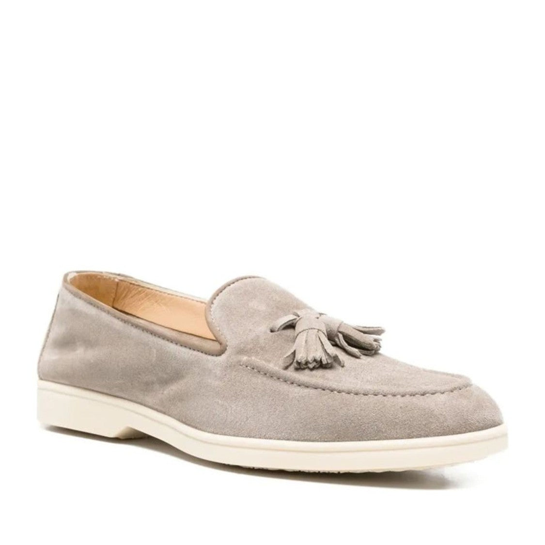 Doucal's Grey Tassel-Embellished Calf Leather Loafers