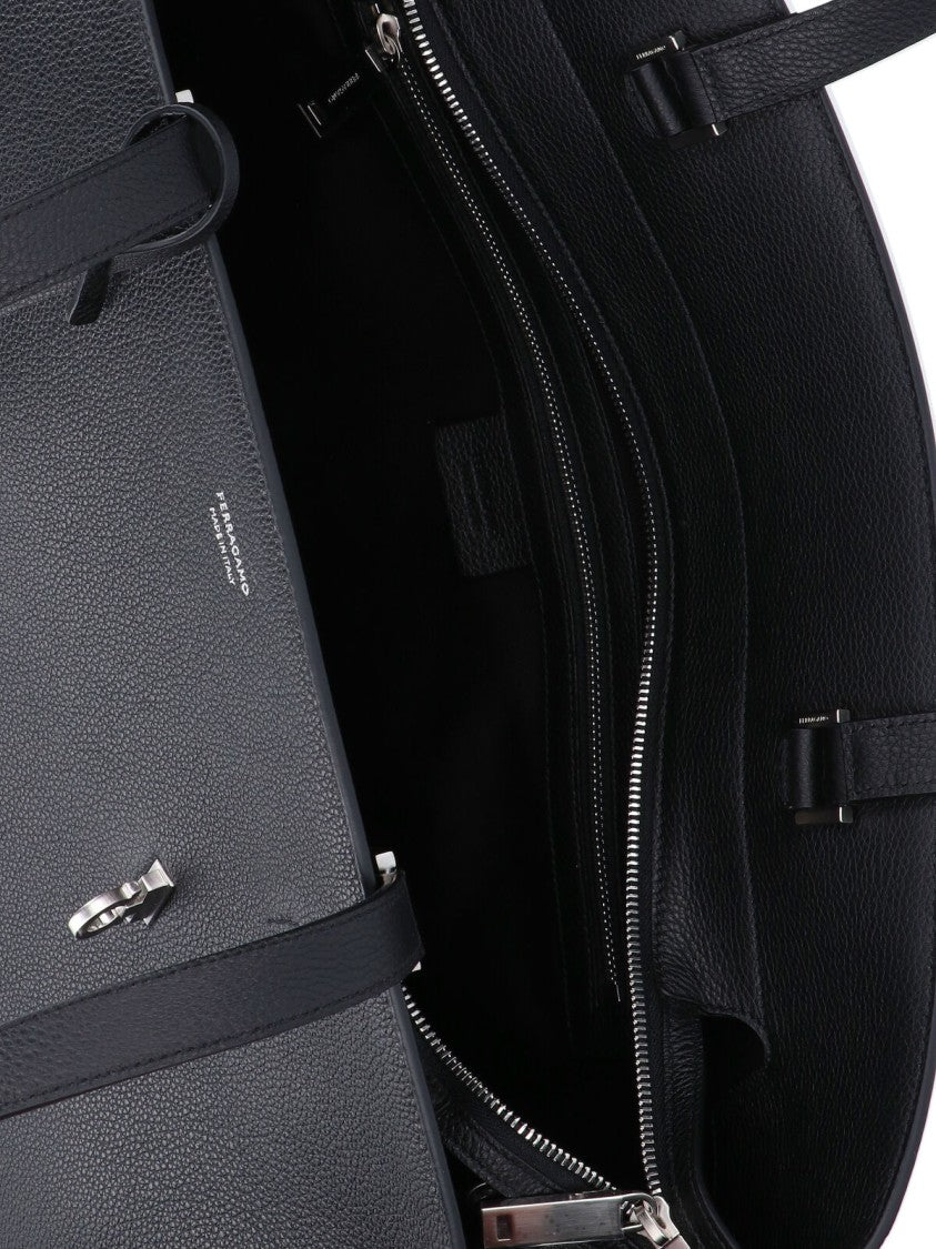 Ferragamo "Hug" Shoulder Bag – Black