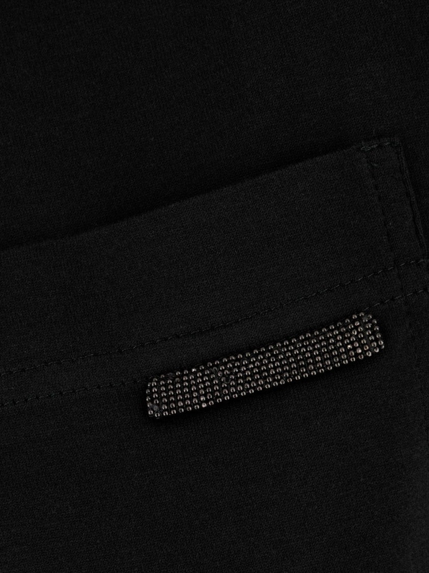 Brunello Cucinelli Black Decorated Pocket Cotton T-Shirt
