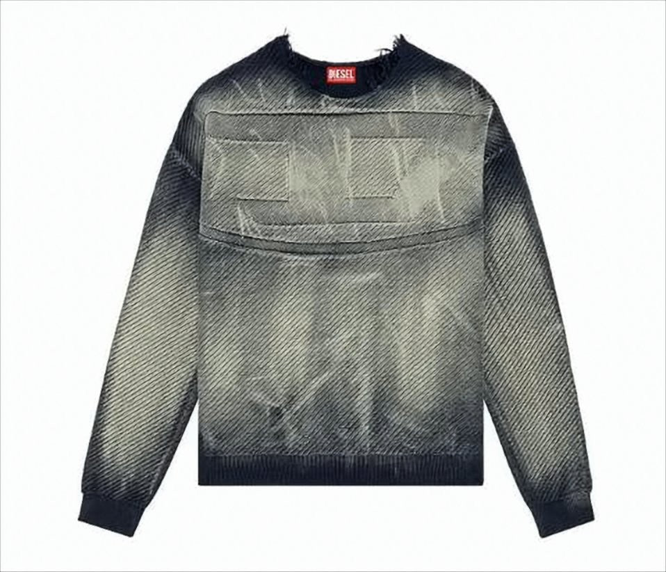 Diesel Gradient Textured Sweater With Distressed Finish