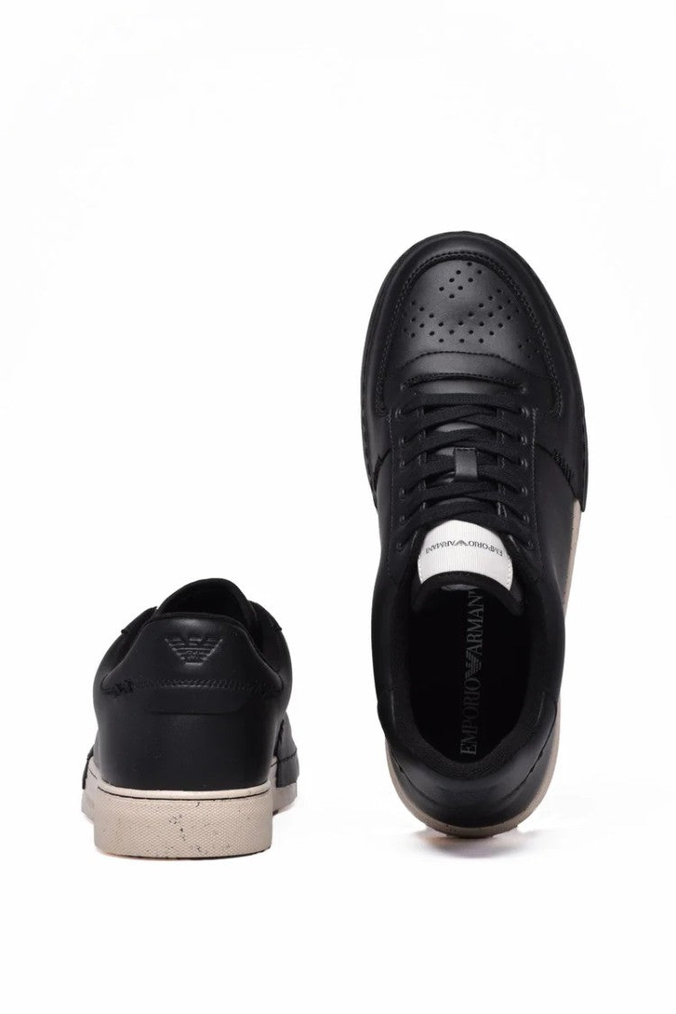 Emporio Armani Leather Sneakers - Black