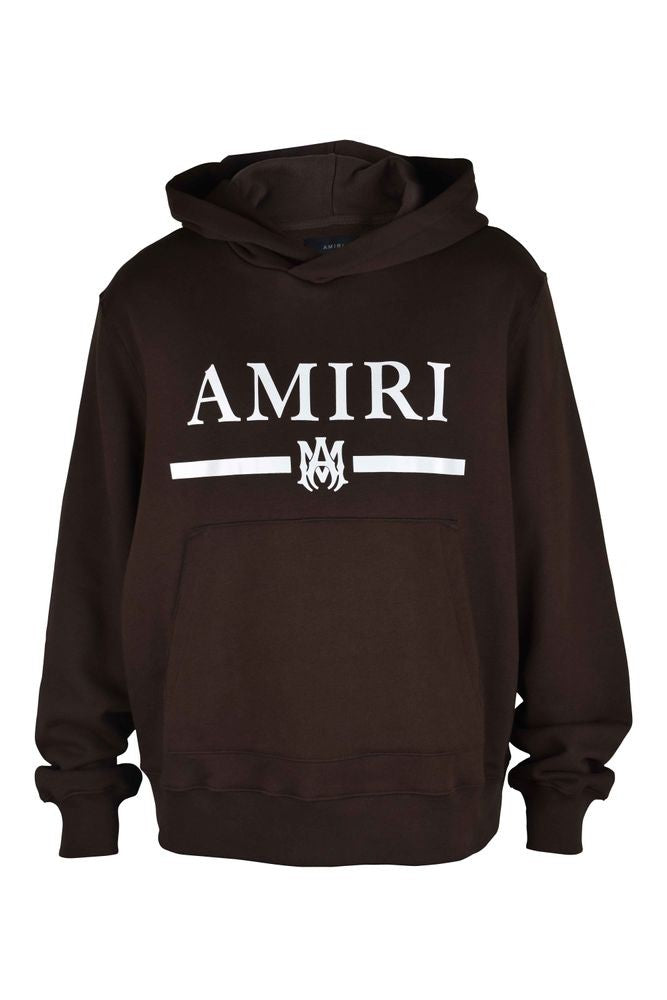 Amiri Hooded Brown Cotton Sweatshirt With Logo Print