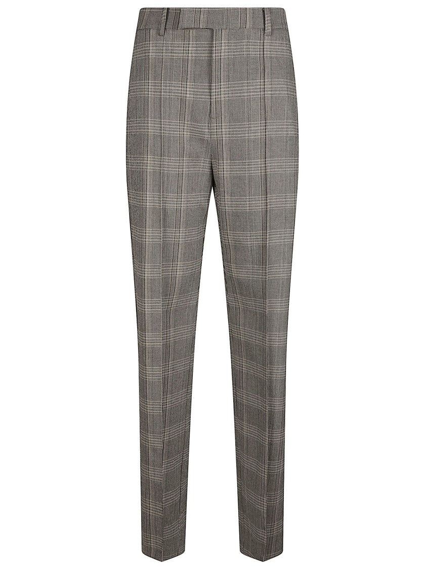 Patrizia Pepe Plaid Wide-Leg Pants With Tailored Fit And Mid-Rise Waist