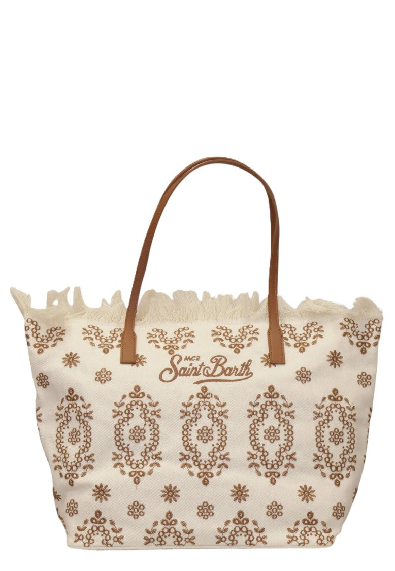 Mc2 Saint Barth Spacious Tote Bag With Floral And Geometric Patterns
