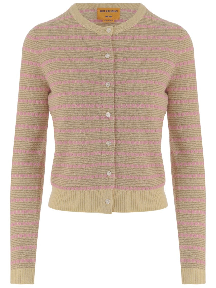 Guest In Residence All-Over Striped Cashmere Cardigan With Contrast Cuffs