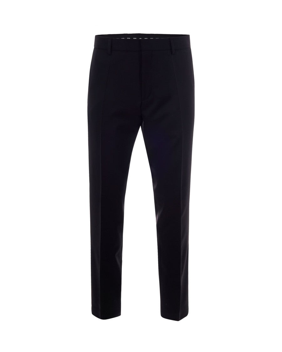 Boss Slim Fit Trousers In Fine Virgin Wool With Pleats