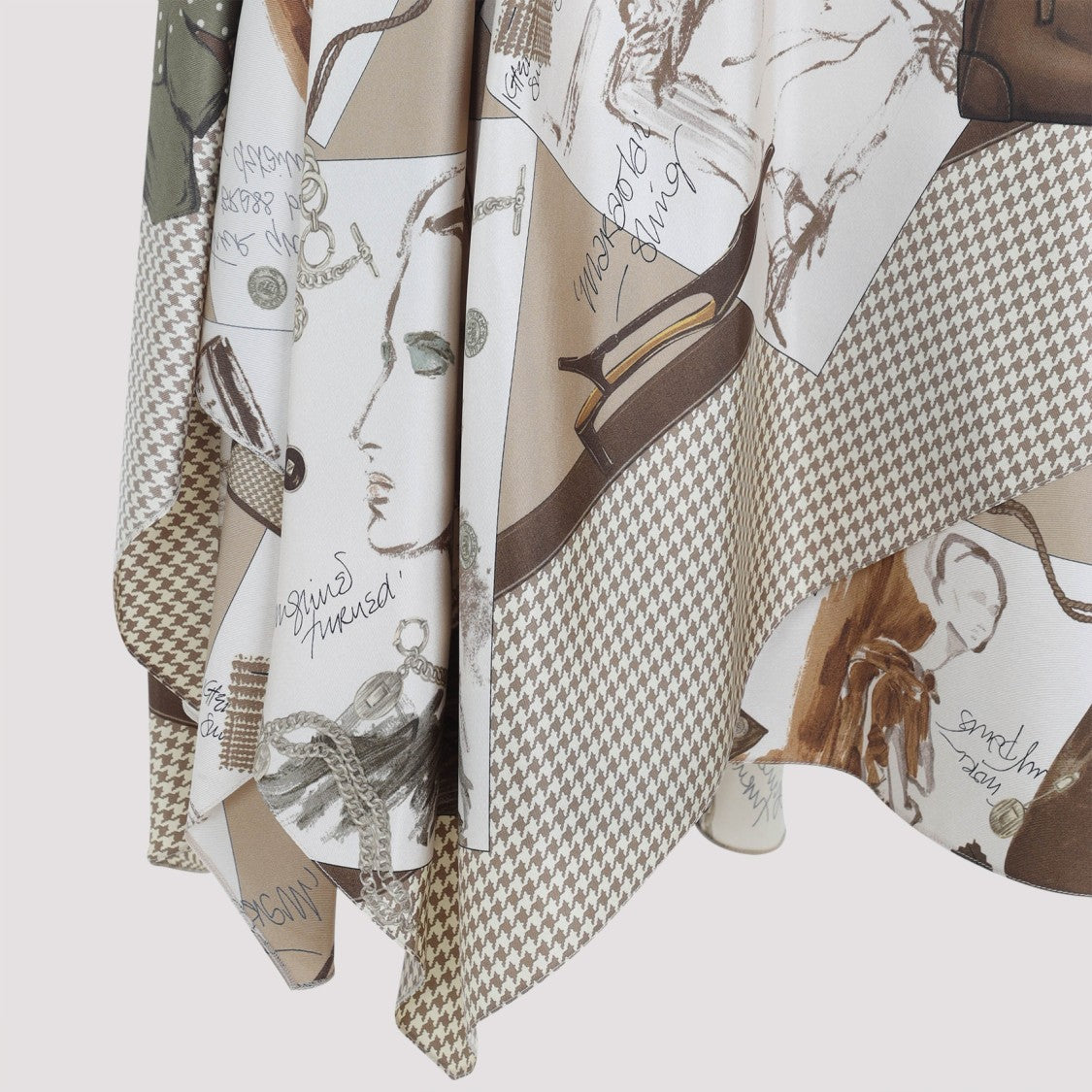 Polo Ralph Lauren Silk Skirt With Artistic Illustrations