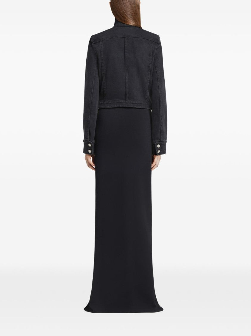 Courrèges Cropped Jacket With High Collar And Metallic Buttons