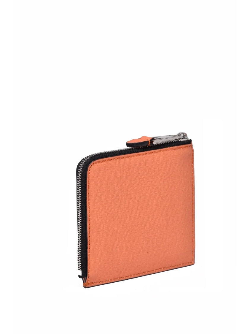 Moschino Couture Orange Textured Rubber Wallet