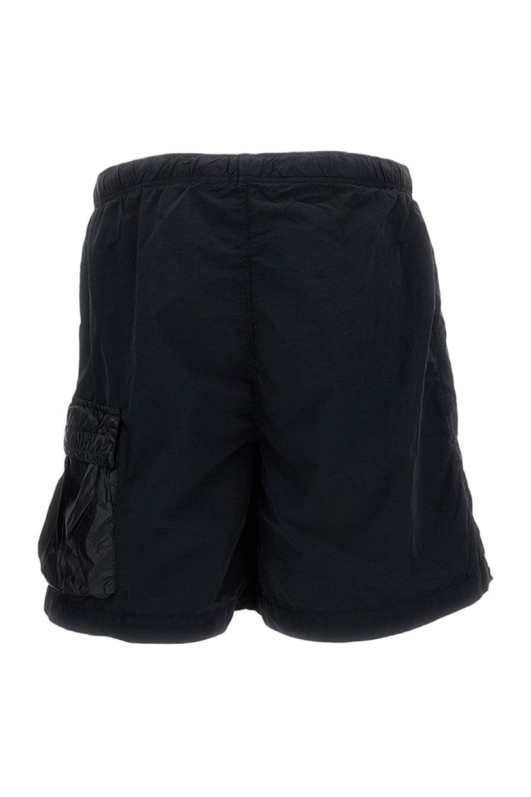 C.P. Company Crinkled Nylon Swim Shorts With Cargo Pockets And Iconic Lens Detail