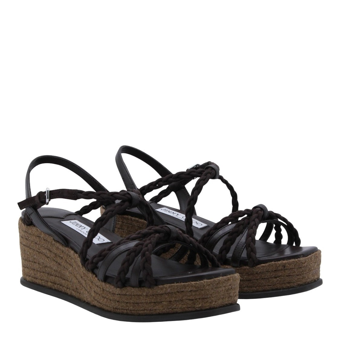 Jimmy Choo Wedge Platform Flat Shoes With Braided Straps