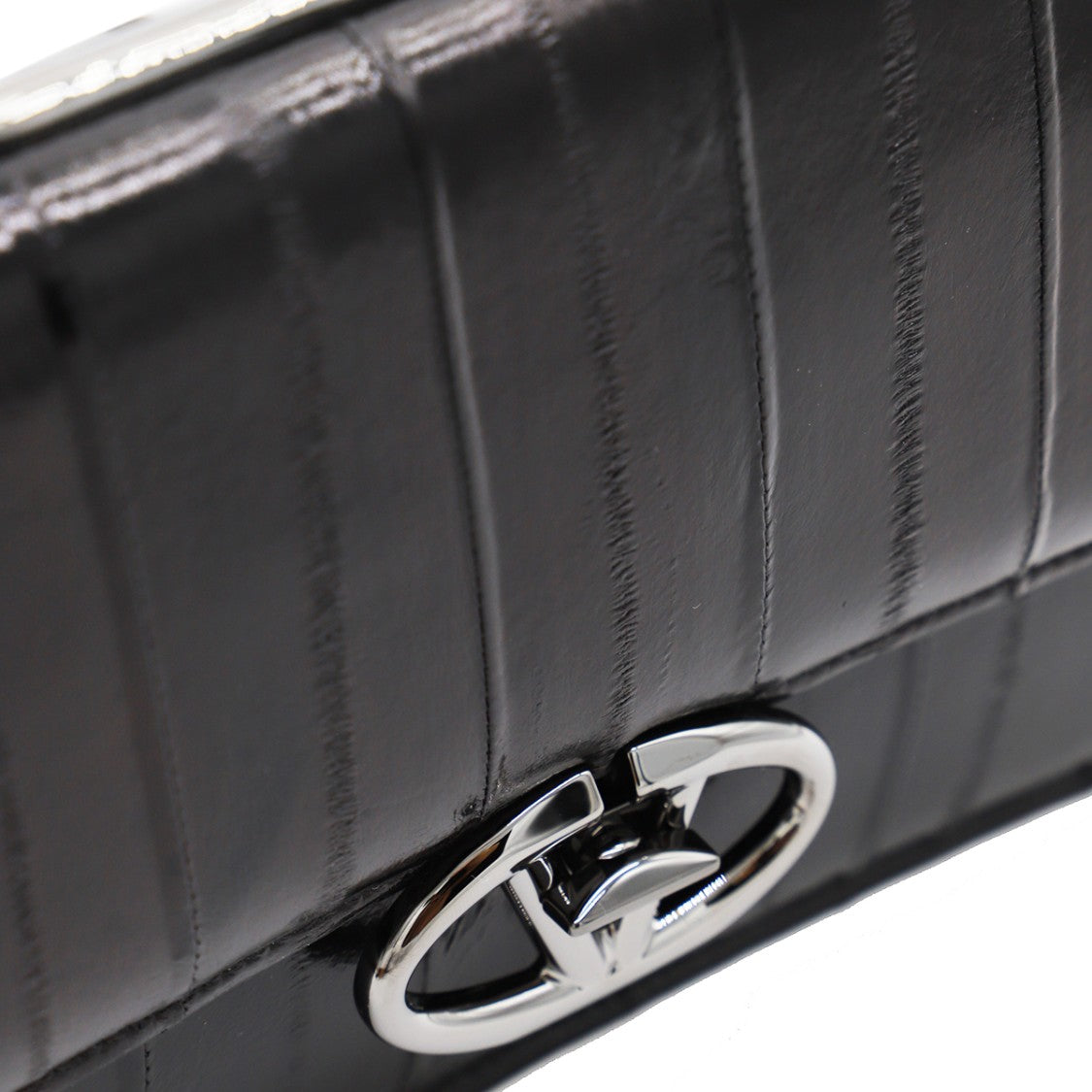 Valentino Garavani Black Leather Shoulder Bag With Silver Tone Hardware