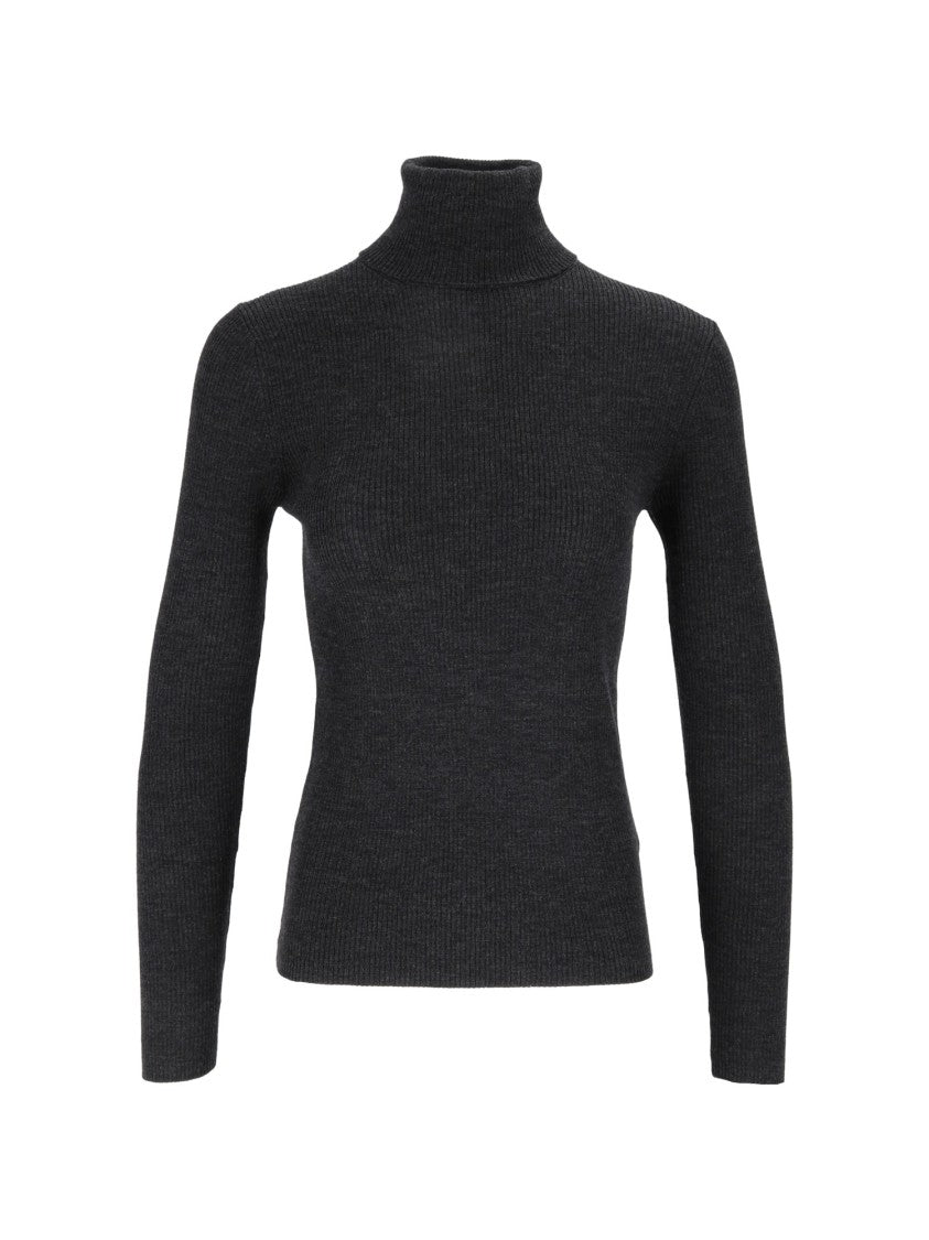 Mc2 Saint Barth Fitted Ribbed Turtleneck Sweater In Extrafine Merino Wool