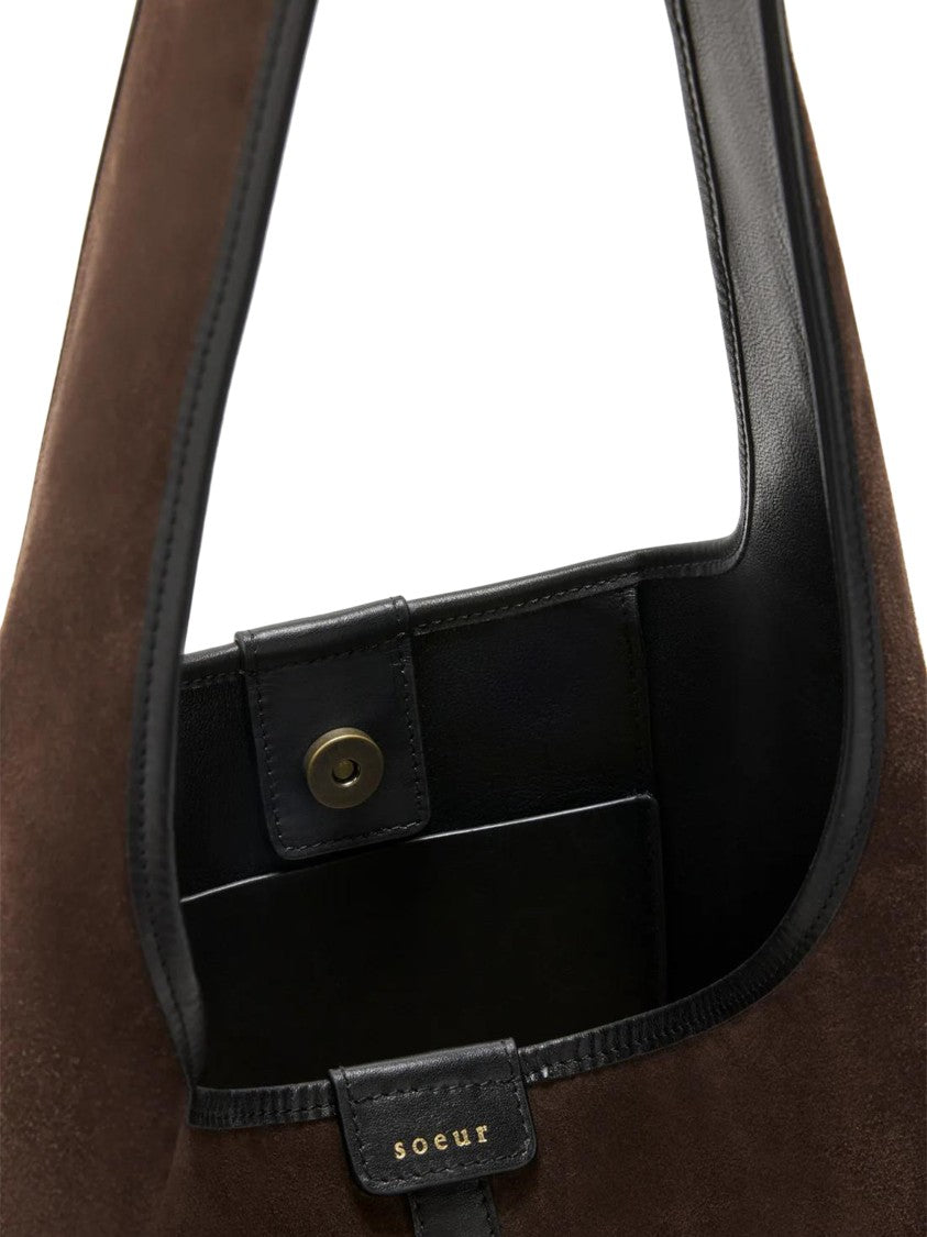 Soeur Delice Triangular Brown Suede Handbag