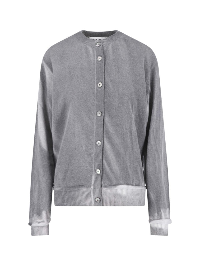 Our Legacy Grey Plush Button-Up Ribbed Sweater
